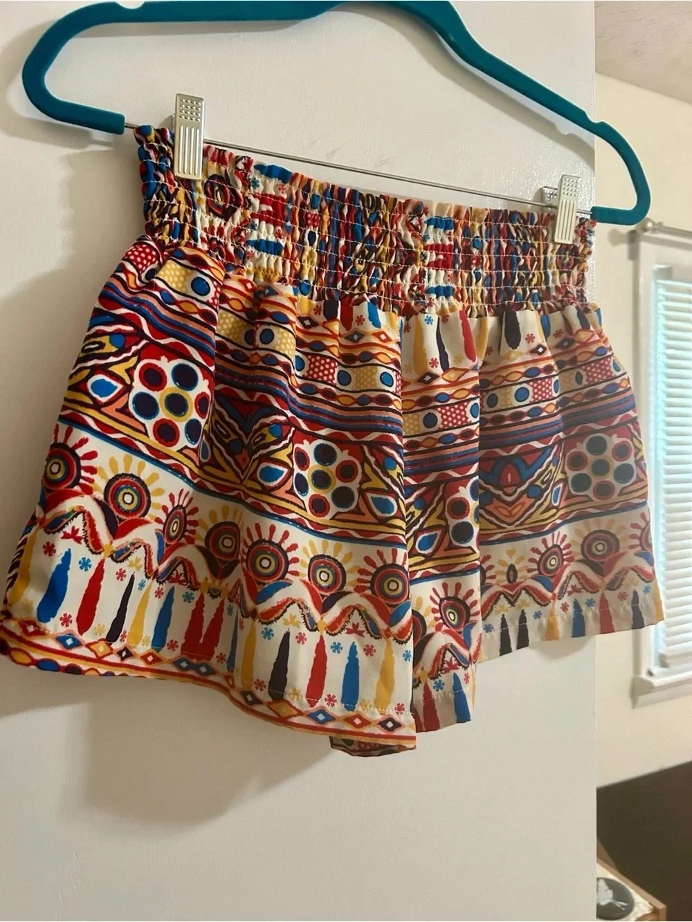 Threads 4 Thought Boho Tribal Geometric Smocked Shorts Eco Friendly L